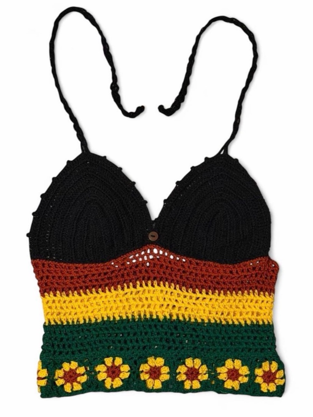 Crochet Halter Top | 100% Cotton | Boho Festival Floral Tank - Picture 3 of 9